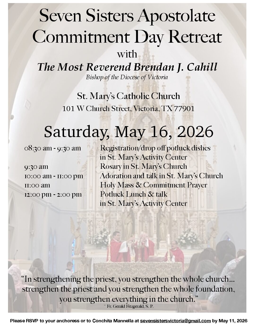 Seven Sisters Apostolate Commitment Day Retreat – May 16, Victoria, TX